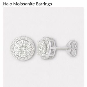 Halo Moissanite Stud Earrings